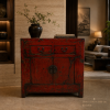 Imperial Shanxi Antique Cabinet in Aged Red Lacquer